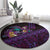 Hawaiian Abstract Sea Turtle Round Carpet Polynesian Tapa Art and Kakau Tattoo Purple WaterColor - Polynesian Pride