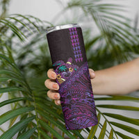 Hawaiian Abstract Sea Turtle Skinny Tumbler Polynesian Tapa Art and Kakau Tattoo Purple WaterColor - Polynesian Pride