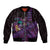 Hawaiian Abstract Sea Turtle Sleeve Zip Bomber Jacket Polynesian Tapa Art and Kakau Tattoo Purple WaterColor - Polynesian Pride