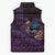 Hawaiian Abstract Sea Turtle Sleeveless Puffer Jacket Polynesian Tapa Art and Kakau Tattoo Purple WaterColor - Polynesian Pride