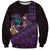 Hawaiian Abstract Sea Turtle Sweatshirt Polynesian Tapa Art and Kakau Tattoo Purple WaterColor - Polynesian Pride
