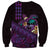 Hawaiian Abstract Sea Turtle Sweatshirt Polynesian Tapa Art and Kakau Tattoo Purple WaterColor - Polynesian Pride