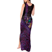 Hawaiian Abstract Sea Turtle Tank Maxi Dress Polynesian Tapa Art and Kakau Tattoo Purple WaterColor - Polynesian Pride