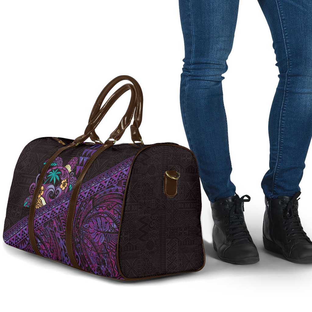 Hawaiian Abstract Sea Turtle Travel Bag Polynesian Tapa Art and Kakau Tattoo Purple WaterColor - Polynesian Pride