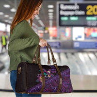 Hawaiian Abstract Sea Turtle Travel Bag Polynesian Tapa Art and Kakau Tattoo Purple WaterColor - Polynesian Pride