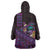 Hawaiian Abstract Sea Turtle Wearable Blanket Hoodie Polynesian Tapa Art and Kakau Tattoo Purple WaterColor - Polynesian Pride