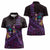 Hawaiian Abstract Sea Turtle Women Polo Shirt Polynesian Tapa Art and Kakau Tattoo Purple WaterColor - Polynesian Pride