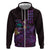 Hawaiian Abstract Sea Turtle Zip Hoodie Polynesian Tapa Art and Kakau Tattoo Purple WaterColor - Polynesian Pride