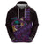Hawaiian Abstract Sea Turtle Zip Hoodie Polynesian Tapa Art and Kakau Tattoo Purple WaterColor - Polynesian Pride
