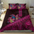 Hawaiian Abstract Sea Turtle Bedding Set Polynesian Tapa Art and Kakau Tattoo Pink WaterColor - Polynesian Pride