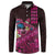 Hawaiian Abstract Sea Turtle Button Sweatshirt Polynesian Tapa Art and Kakau Tattoo Pink WaterColor - Polynesian Pride