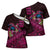 Hawaiian Abstract Sea Turtle Cross Shoulder Shirt Polynesian Tapa Art and Kakau Tattoo Pink WaterColor - Polynesian Pride