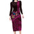 Hawaiian Abstract Sea Turtle Family Matching Long Sleeve Bodycon Dress and Hawaiian Shirt Polynesian Tapa Art and Kakau Tattoo Pink WaterColor - Polynesian Pride