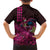 Hawaiian Abstract Sea Turtle Family Matching Off Shoulder Short Dress and Hawaiian Shirt Polynesian Tapa Art and Kakau Tattoo Pink WaterColor - Polynesian Pride