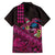 Hawaiian Abstract Sea Turtle Family Matching Off Shoulder Short Dress and Hawaiian Shirt Polynesian Tapa Art and Kakau Tattoo Pink WaterColor - Polynesian Pride