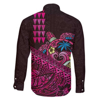 Hawaiian Abstract Sea Turtle Family Matching Puletasi and Hawaiian Shirt Polynesian Tapa Art and Kakau Tattoo Pink WaterColor - Polynesian Pride