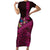 Hawaiian Abstract Sea Turtle Family Matching Short Sleeve Bodycon Dress and Hawaiian Shirt Polynesian Tapa Art and Kakau Tattoo Pink WaterColor - Polynesian Pride