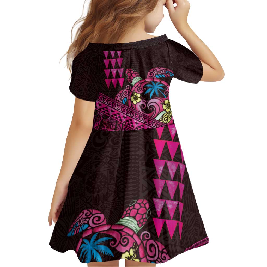 Hawaiian Abstract Sea Turtle Family Matching Tank Maxi Dress and Hawaiian Shirt Polynesian Tapa Art and Kakau Tattoo Pink WaterColor - Polynesian Pride