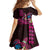Hawaiian Abstract Sea Turtle Kid Short Sleeve Dress Polynesian Tapa Art and Kakau Tattoo Pink WaterColor - Polynesian Pride