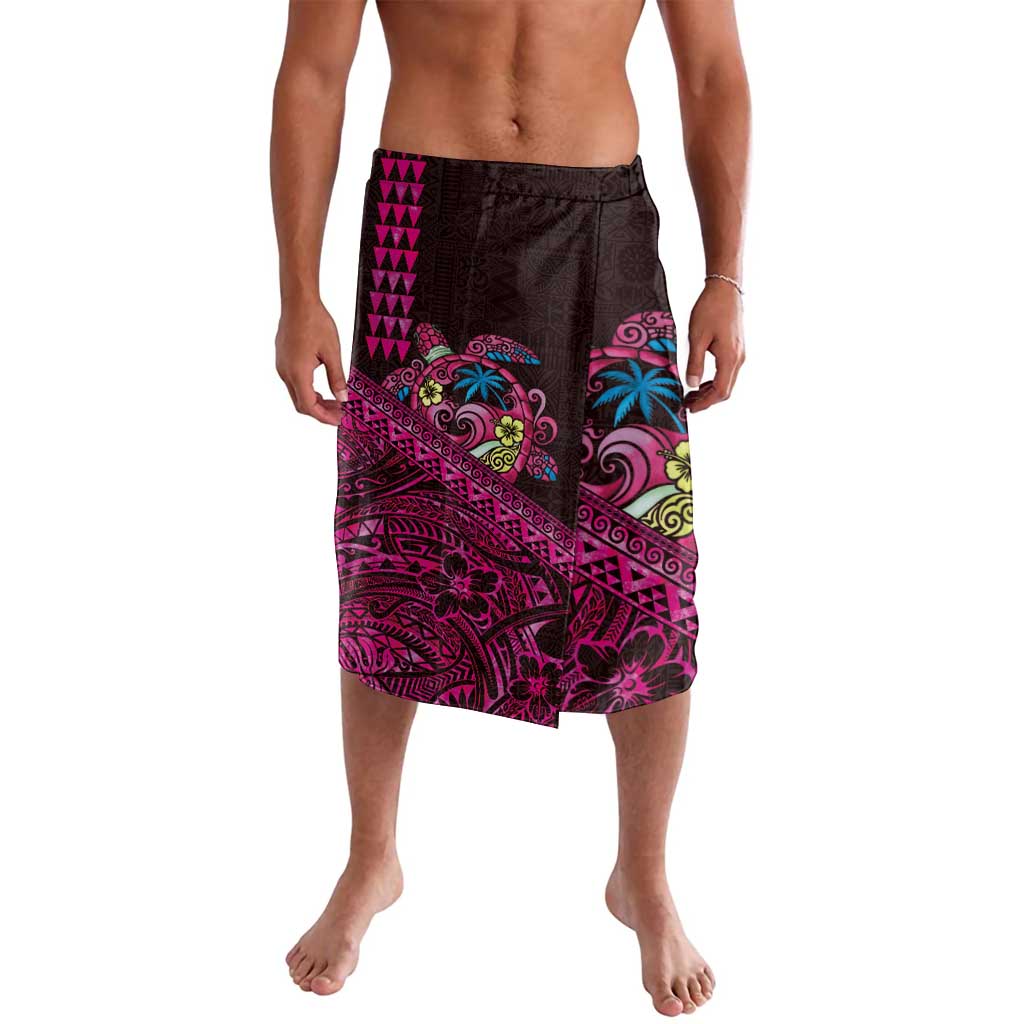 Hawaiian Abstract Sea Turtle Lavalava Polynesian Tapa Art and Kakau Tattoo Pink WaterColor - Polynesian Pride