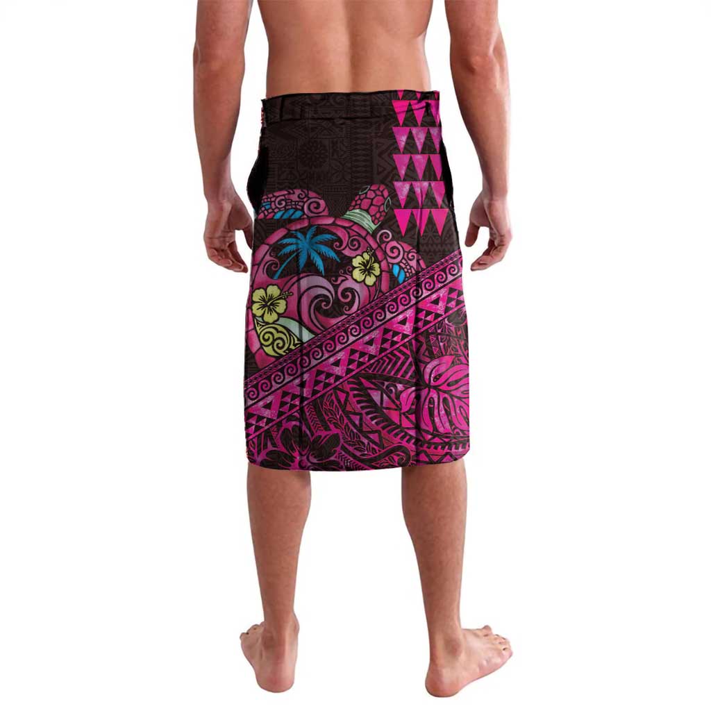 Hawaiian Abstract Sea Turtle Lavalava Polynesian Tapa Art and Kakau Tattoo Pink WaterColor - Polynesian Pride