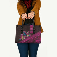 Hawaiian Abstract Sea Turtle Leather Bag Polynesian Tapa Art and Kakau Tattoo Pink WaterColor - Polynesian Pride