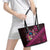 Hawaiian Abstract Sea Turtle Leather Tote Bag Polynesian Tapa Art and Kakau Tattoo Pink WaterColor - Polynesian Pride