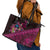 Hawaiian Abstract Sea Turtle Leather Tote Bag Polynesian Tapa Art and Kakau Tattoo Pink WaterColor - Polynesian Pride