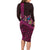 Hawaiian Abstract Sea Turtle Long Sleeve Bodycon Dress Polynesian Tapa Art and Kakau Tattoo Pink WaterColor - Polynesian Pride