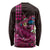 Hawaiian Abstract Sea Turtle Long Sleeve Shirt Polynesian Tapa Art and Kakau Tattoo Pink WaterColor - Polynesian Pride