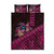 Hawaiian Abstract Sea Turtle Quilt Bed Set Polynesian Tapa Art and Kakau Tattoo Pink WaterColor - Polynesian Pride