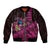 Hawaiian Abstract Sea Turtle Sleeve Zip Bomber Jacket Polynesian Tapa Art and Kakau Tattoo Pink WaterColor - Polynesian Pride