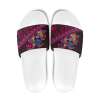Hawaiian Abstract Sea Turtle Slide Sandals Polynesian Tapa Art and Kakau Tattoo Pink WaterColor - Polynesian Pride