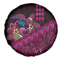 Hawaiian Abstract Sea Turtle Spare Tire Cover Polynesian Tapa Art and Kakau Tattoo Pink WaterColor - Polynesian Pride