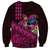 Hawaiian Abstract Sea Turtle Sweatshirt Polynesian Tapa Art and Kakau Tattoo Pink WaterColor - Polynesian Pride