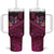 Hawaiian Abstract Sea Turtle Tumbler With Handle Polynesian Tapa Art and Kakau Tattoo Pink WaterColor - Polynesian Pride