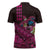 Hawaiian Abstract Sea Turtle Zipper Polo Shirt Polynesian Tapa Art and Kakau Tattoo Pink WaterColor - Polynesian Pride