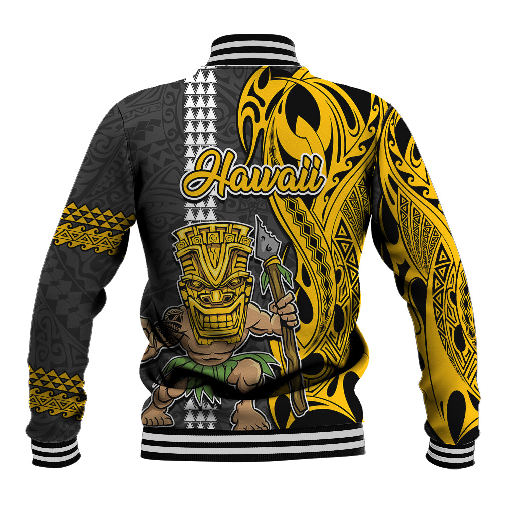 Hawaii Island Baseball Jacket Hawaiian Warrior and Kakau Symbols Abstract Tattoo LT03 - Polynesian Pride