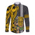 Hawaii Island Long Sleeve Button Shirt Hawaiian Warrior and Kakau Symbols Abstract Tattoo LT03 Unisex Yellow - Polynesian Pride