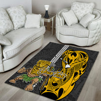 Custom Hawaii Island Area Rug Hawaiian Warrior and Kakau Symbols Abstract Tattoo LT03 - Polynesian Pride