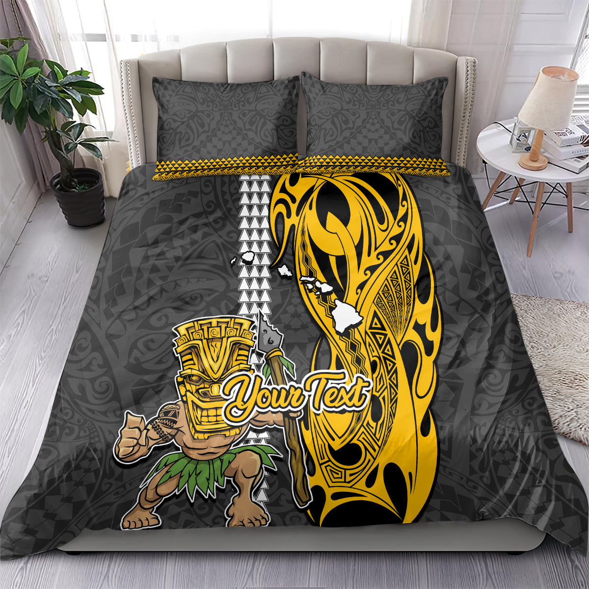 Custom Hawaii Island Bedding Set Hawaiian Warrior and Kakau Symbols Abstract Tattoo LT03 - Polynesian Pride
