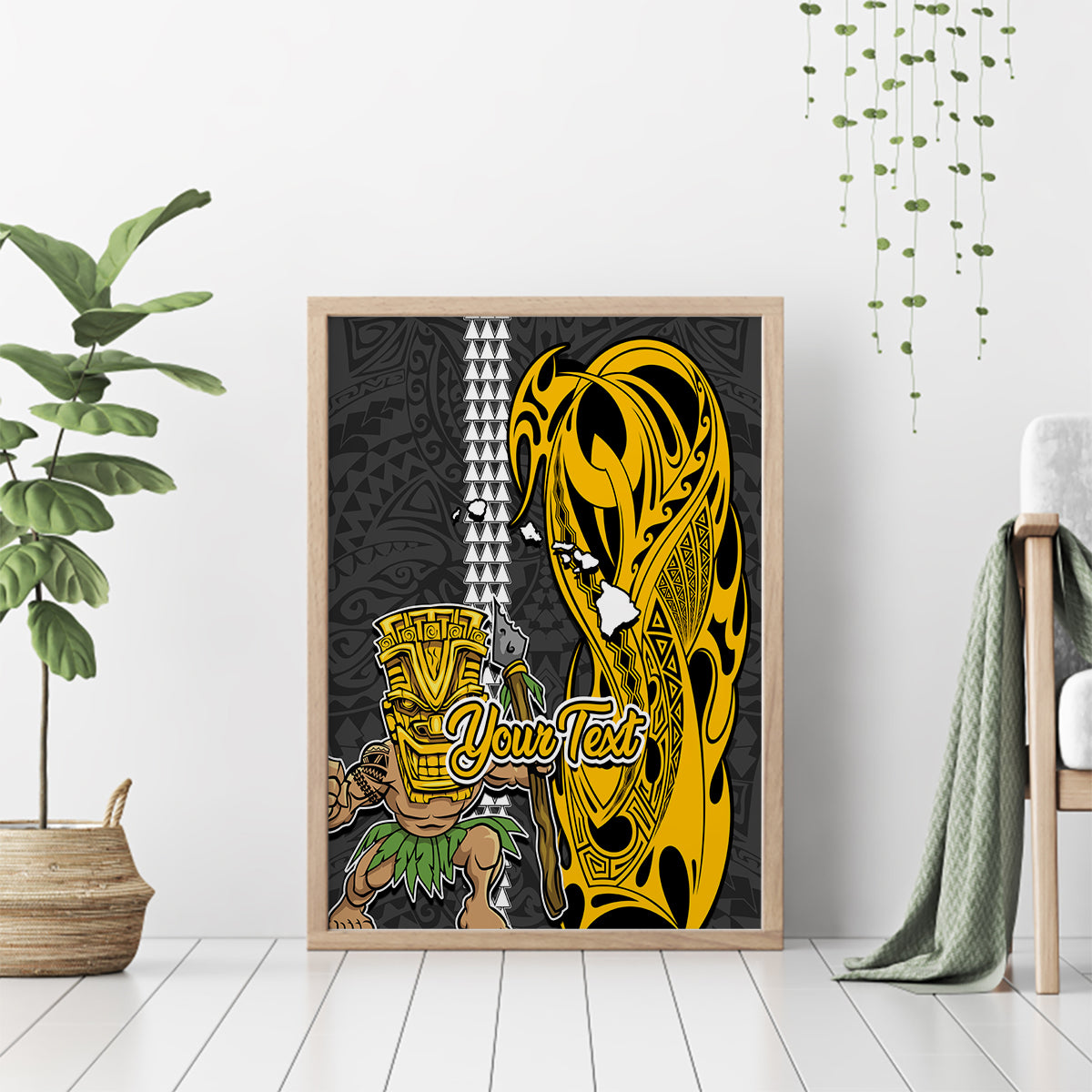 Custom Hawaii Island Canvas Wall Art Hawaiian Warrior and Kakau Symbols Abstract Tattoo LT03 - Polynesian Pride