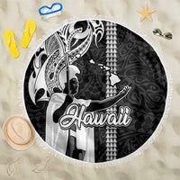 Hawaii Island Beach Blanket Hawaiian King and Kakau Symbols Abstract Shoulder Tattoo LT03 One Size 150cm Black - Wonder Print Shop