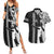 Hawaii Island Couples Matching Summer Maxi Dress and Hawaiian Shirt Hawaiian King and Kakau Symbols Abstract Shoulder Tattoo LT03 Black - Polynesian Pride
