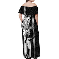 Hawaii Island Off Shoulder Maxi Dress Hawaiian King and Kakau Symbols Abstract Shoulder Tattoo LT03 - Polynesian Pride