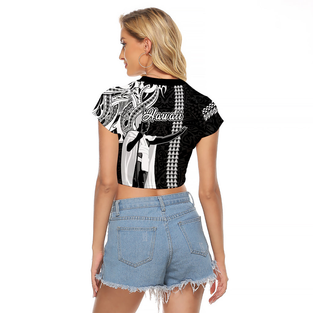 Hawaii Island Raglan Cropped T Shirt Hawaiian King and Kakau Symbols Abstract Shoulder Tattoo LT03 - Polynesian Pride