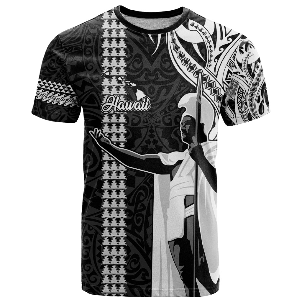Hawaii Island T Shirt Hawaiian King and Kakau Symbols Abstract Shoulder Tattoo LT03 Black - Polynesian Pride