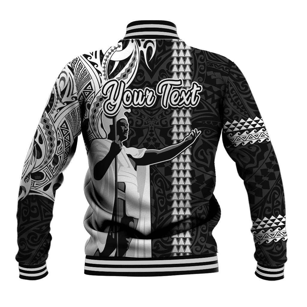 Custom Hawaii Island Baseball Jacket Hawaiian King and Kakau Symbols Abstract Shoulder Tattoo LT03 - Polynesian Pride