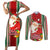 Kiribati Christmas Couples Matching Short Sleeve Bodycon Dress and Long Sleeve Button Shirts Santa With Gift Bag Behind Ribbons Seamless Red Maori LT03 Red - Polynesian Pride