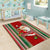 Custom Kiribati Christmas Area Rug Santa With Gift Bag Behind Ribbons Seamless Red Maori LT03 - Polynesian Pride